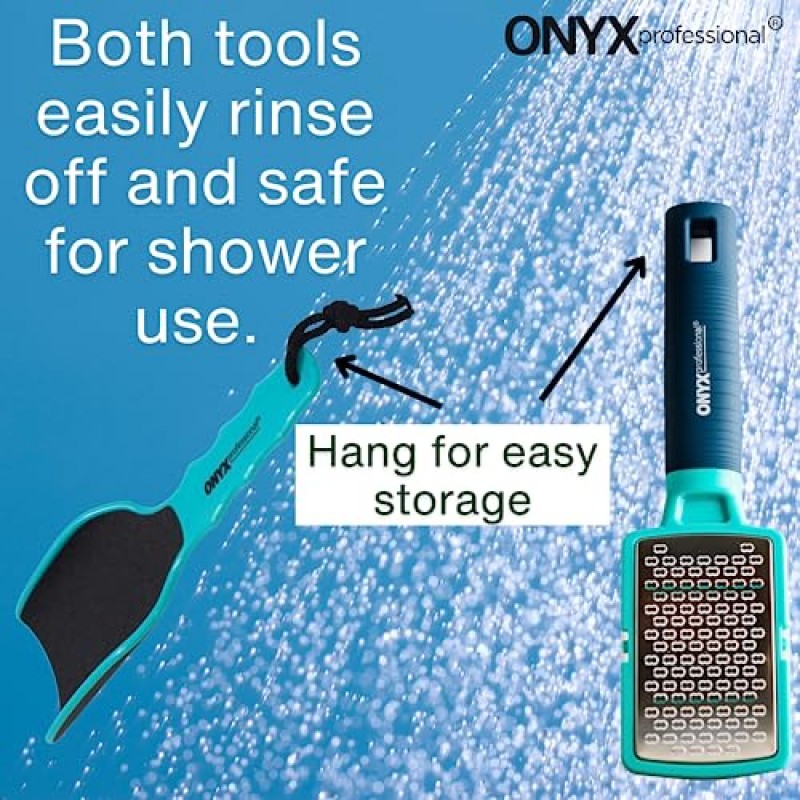Onyx 전문 곡선형 발 파일 + 굳은 살 제거제, XL 양면 인체공학적 페디큐어 파일 및 스테인레스 스틸 발 강판, 더 부드럽고 매끈한 발을 위한 효과적인 발 각질 제거제 및 각질 제거제