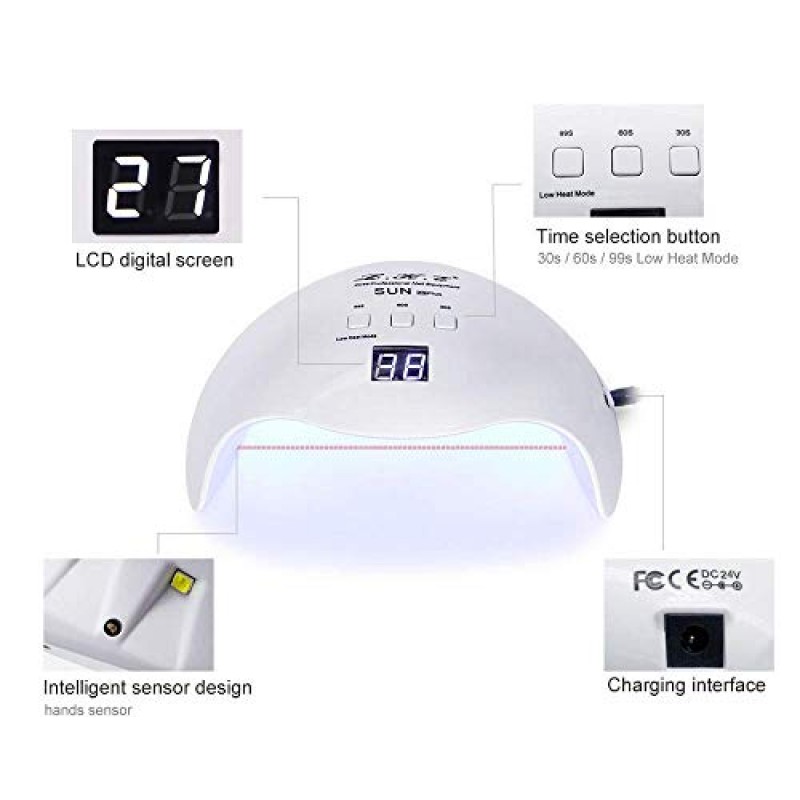 젤 UV LED 네일 램프, LKE 네일 건조기 40W 젤 매니큐어 UV LED 라이트(3 타이머 포함) 전문 네일 아트 도구 액세서리 화이트