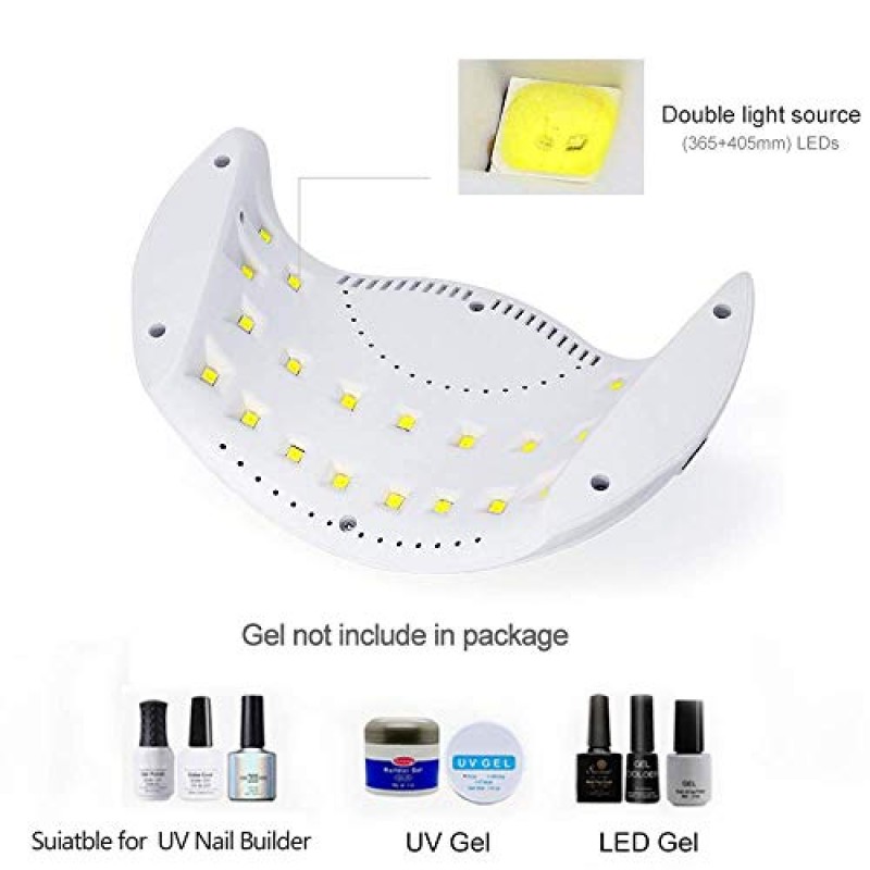 젤 UV LED 네일 램프, LKE 네일 건조기 40W 젤 매니큐어 UV LED 라이트(3 타이머 포함) 전문 네일 아트 도구 액세서리 화이트