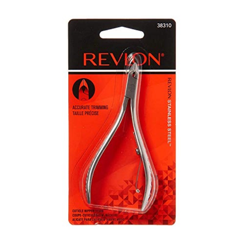 Revlon 큐티클 트리머, 반턱 큐티클 제거 도구, 네일 케어, 고정밀 블레이드, 간편한 그립, 스테인레스 스틸(1팩)