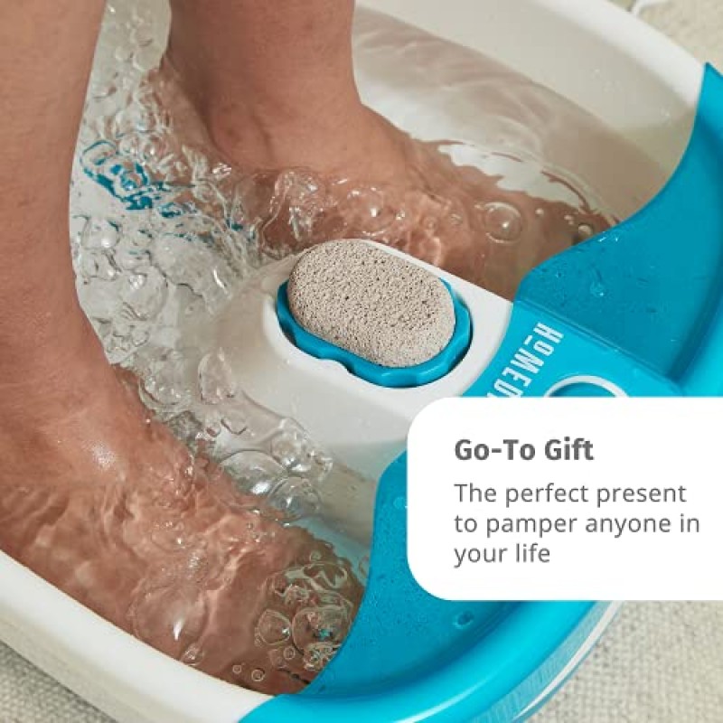 HoMedics Bubble Mate Foot Spa, 상쾌한 거품과 물튀김 방지 기능이 있는 발가락 터치 제어식 발 욕조, 돌출된 마사지 노드 및 탈착 가능한 경석
