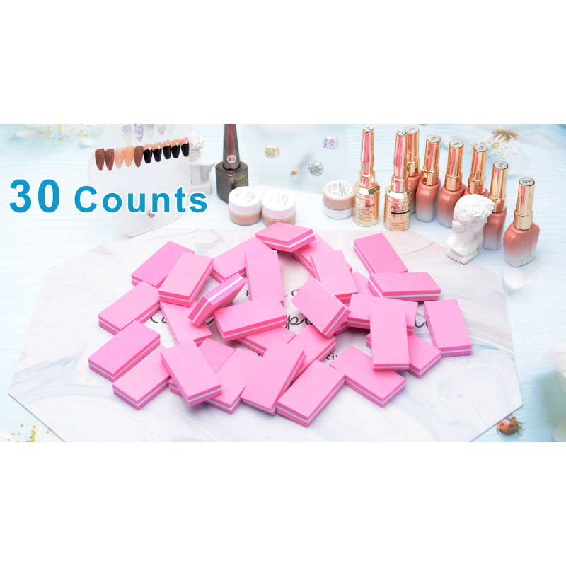 Diesisa 버퍼 블록 네일 파일, 아크릴 네일용 100/180 그릿 스폰지 네일 버퍼, 매니큐어 도구용 미니 버핑 블록 양면 30개 - 보라색