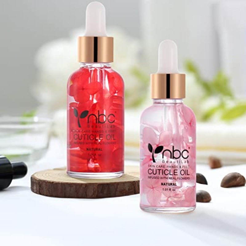 Nbc 큐티클 오일 2x30ml 로즈 & 딸기 향기 대형 병 세트 네일 큐티클 피부 손상 복구