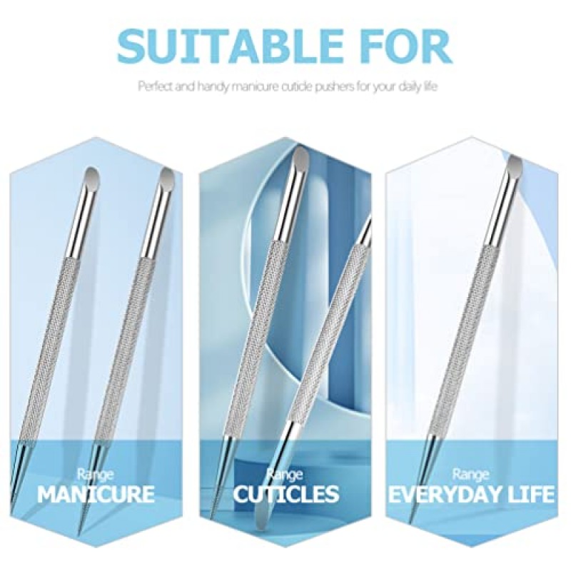 Beavorty 4pcs 스테인레스 스틸 큐티클 푸셔 네일 도트 펜 전문 매니큐어 페디큐어 네일 아트 케어 도구에 대한 금속 죽은 스킨 리무버