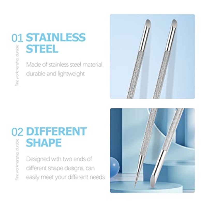 Beavorty 4pcs 스테인레스 스틸 큐티클 푸셔 네일 도트 펜 전문 매니큐어 페디큐어 네일 아트 케어 도구에 대한 금속 죽은 스킨 리무버