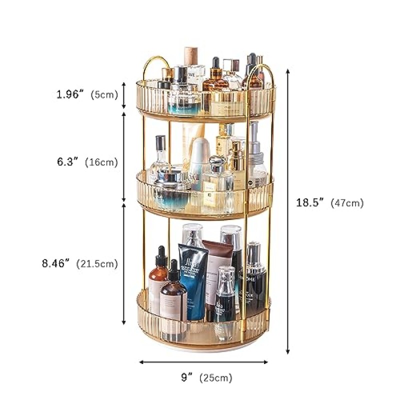 ROWNYEON 360° 회전 메이크업 주최자, 스킨케어 향수 욕실 주최자 세면대 욕실 드레서 테이블 책상용 수조 메이크업 주최자