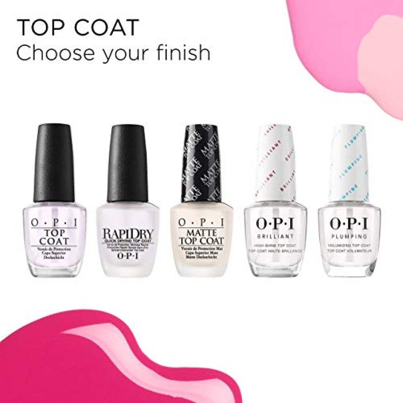 OPI 매니큐어 탑 코트, 무광택 마감, 색상 씰, 긁힘 또는 부서짐 방지, 최대 7일 착용, 0.5 fl oz