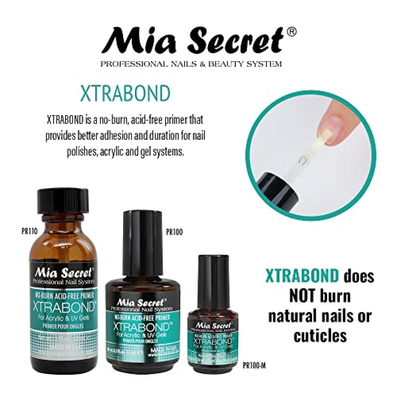 Mia Secret 프로페셔널 네일 준비 pH 밸런스 탈수기 및 XtraBond 무산소 프라이머 0.5온스 +