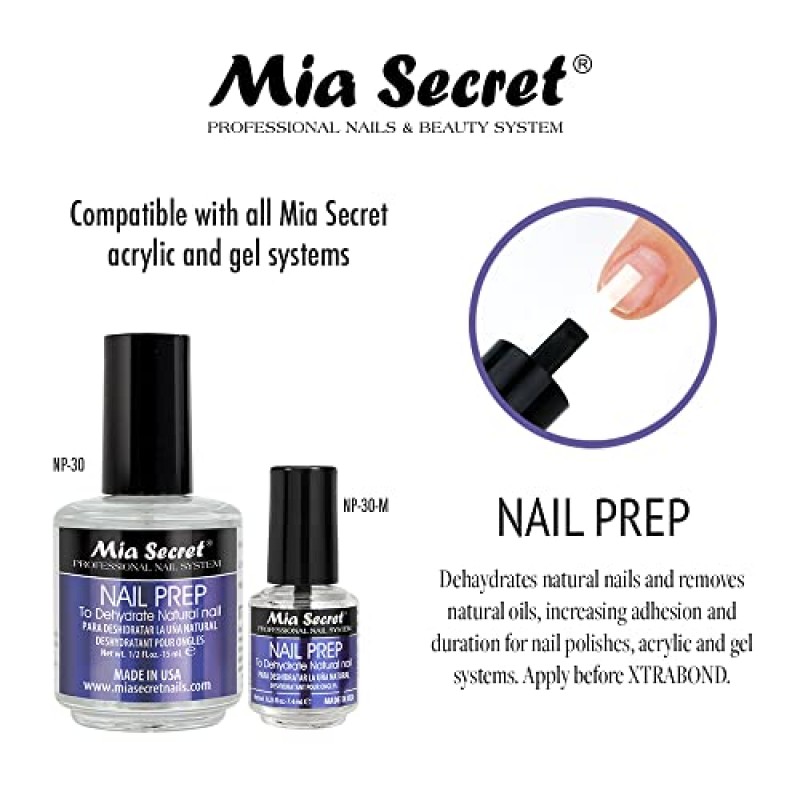 Mia Secret 프로페셔널 네일 준비 pH 밸런스 탈수기 및 XtraBond 무산소 프라이머 0.5온스 +