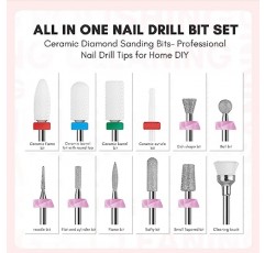 Makartt 네일 드릴 비트, 네일 드릴 E 파일용 12Pcs Dimond 세라믹 비트 세트, 2023 아크릴 손톱을 위한 업그레이드된 네일 젤 폴란드어 리무버 큐티클 클리너 도구 매니큐어 네일 준비, 네일 살롱 홈 DIY 사용