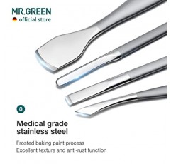 MR.GREEN 페디큐어 나이프 세트 전문 자란 발톱깎이 풋 케어 도구 스테인레스 스틸 네일 큐티클 니퍼 리무버 키트 5Pcs 멀티 컬러