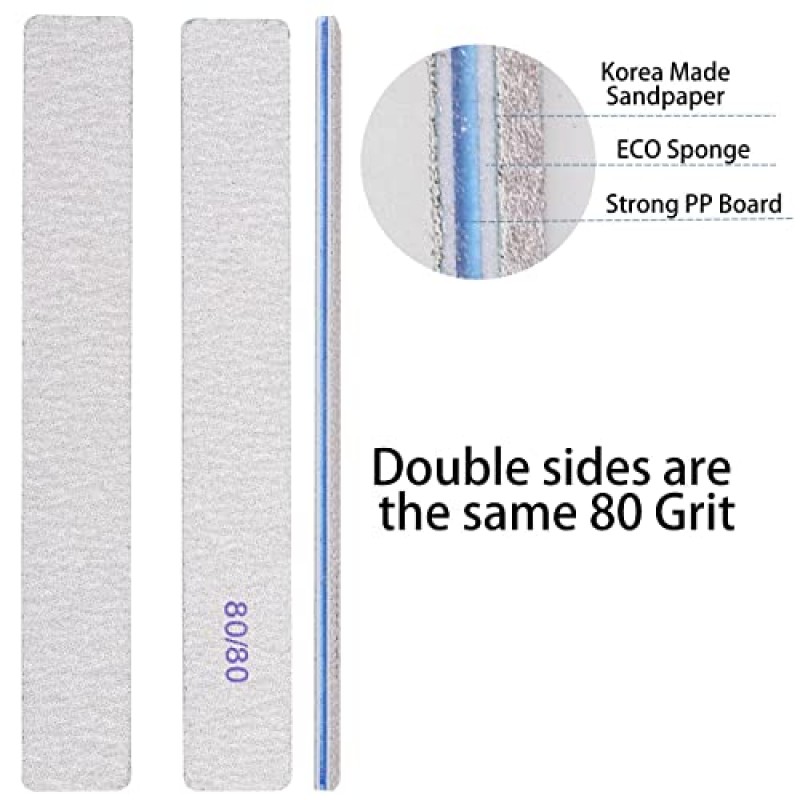 50pcs 80/80 그릿 네일 파일 아크릴 손톱 에머리 보드 파일 홈, 살롱, 강한, 양면을위한 전문 네일 아트 도구