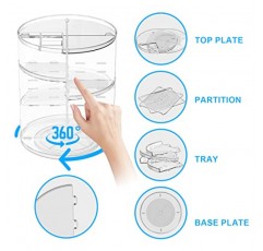 360도 회전 메이크업 정리함, DIY 조정 가능한 욕실 향수 정리함 회전 화장품 정리대 세면대 대용량 아크릴 맞는 메이크업 브러쉬 립스틱 클리어