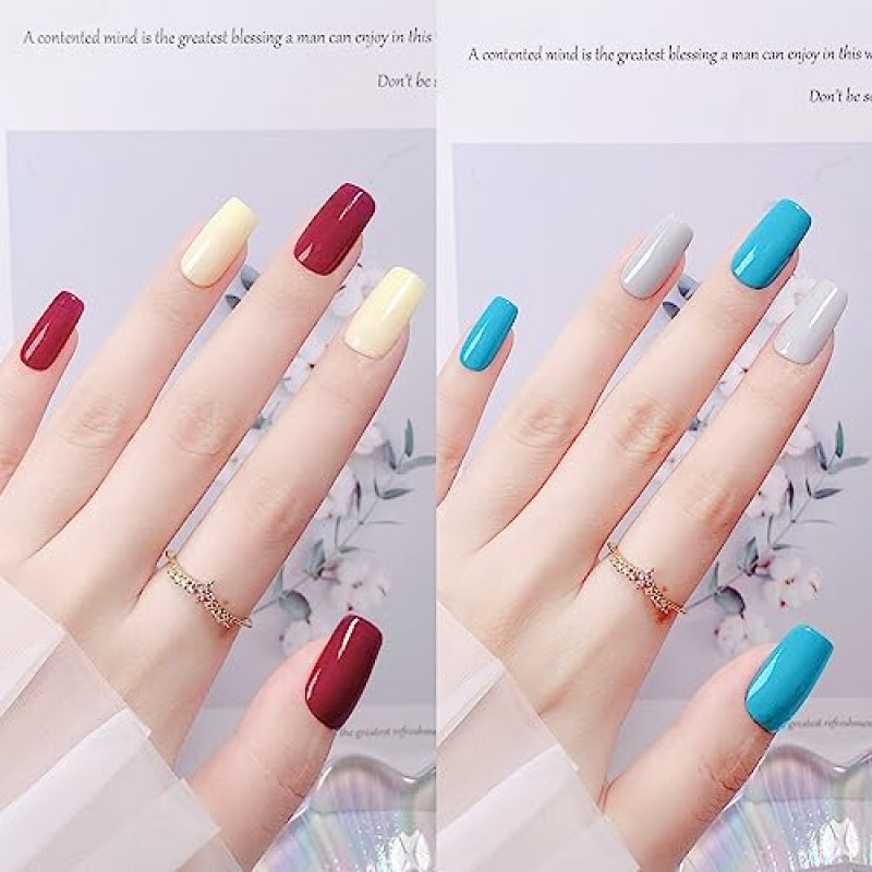 Artdone 20pcs 젤 네일 폴리시 키트, 글로시 & 매트 탑 코트 및 베이스 코트 포함 블랙 화이트 매니큐어 세트 네일 아트용 젤 매니큐어