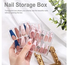 Noverlife 10PCS 네일 보관 상자 프레스, 2.6x2.6 인치/6.5x6.5cm 명확한 빈 플라스틱 네일 팁 Arcylic 네일 디스플레이 스틱이 있는 보관 상자, 네일 접착제 양면 테이프(False Nail Press 용)