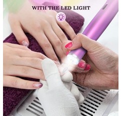 ZoCCee 전기 네일 드릴, 아크릴, 젤 네일, 매니큐어 페디큐어용 LED 조명이 포함된 22000RPM 휴대용 네일 파일 키트(11개 네일 드릴 비트 및 36개 샌딩 밴드 포함)(비무선, 핑크)