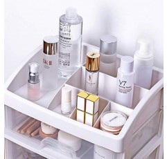 Simbuy 메이크업 정리함(서랍 3개 포함), 화장품, 브러쉬, 로션, 네일 립스틱, 보석용 욕실 세면대 조리대 보관함(흰색)