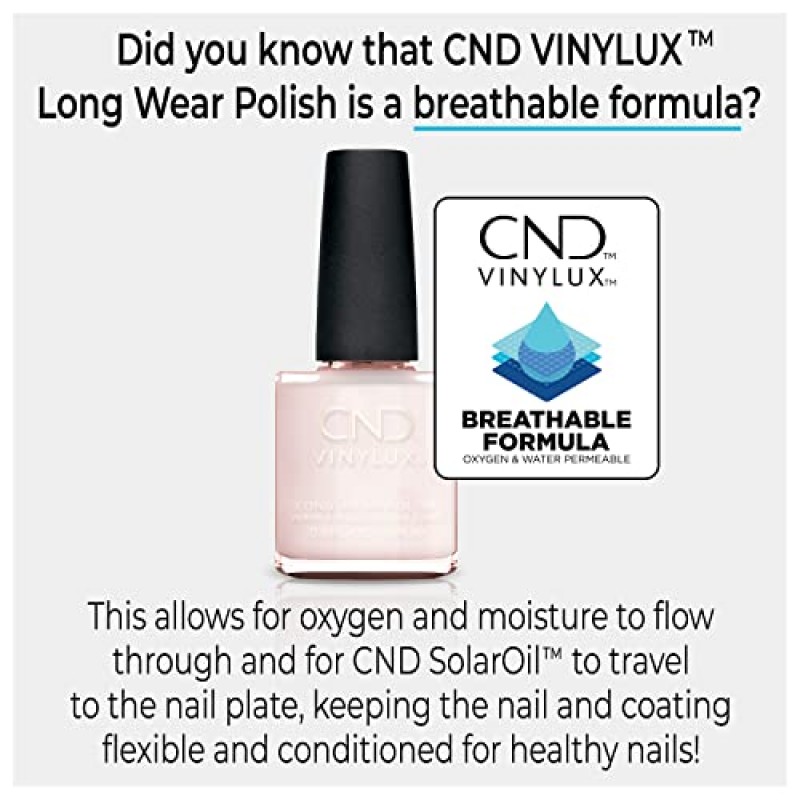 CND Vinylux 롱웨어 그레이 매니큐어, 젤 같은 광택 및 칩 방지 색상, 0.5 Fl Oz