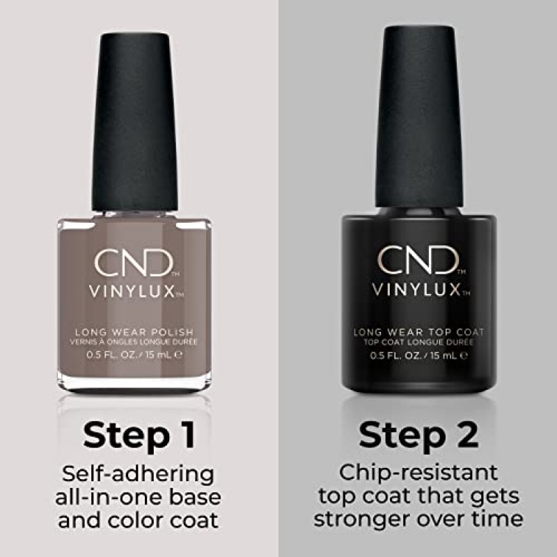 CND Vinylux 롱웨어 그레이 매니큐어, 젤 같은 광택 및 칩 방지 색상, 0.5 Fl Oz