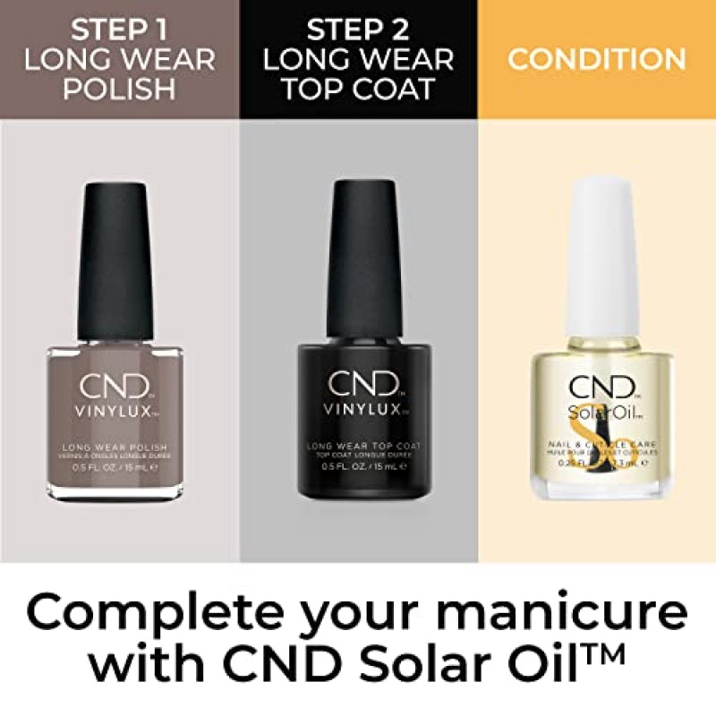 CND Vinylux 롱웨어 그레이 매니큐어, 젤 같은 광택 및 칩 방지 색상, 0.5 Fl Oz