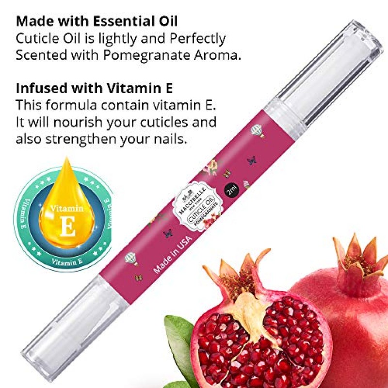 Maccibelle 퓨어 큐티클 & 네일 오일 펜 2ml 건조하고 갈라진 큐티클을 치유합니다 (석류 + 라벤더)