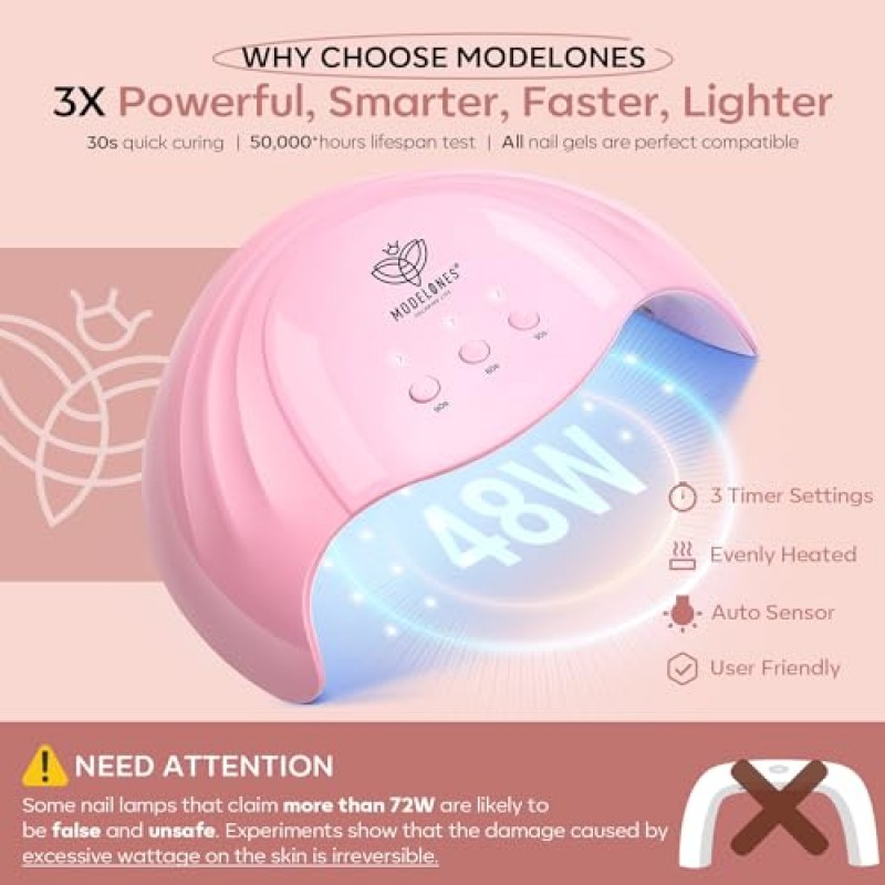 Modelones 젤 네일 매니큐어 키트(U V 라이트 네일 드라이어 램프 포함), 28가지 색상 누드 브라운 핑크 레드 담그기 네일 젤 폴리쉬 스타터 키트 닦지 않음 베이스 & 탑 코트 본드 프라이머 Diy 네일 경화 선물 여성용