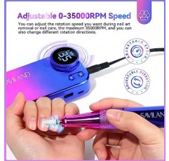 Saviland 휴대용 전기 네일 드릴 - 35000RPM 전기 네일 파일 아크릴 손톱용 네일 드릴 드릴 비트가 있는 전문가 매니큐어 페디큐어 용품 가정용 네일 아트 사용 DIY 살롱 사용
