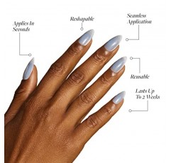 Glamnetic Press On Nails - 베이비 블루스 | 짧은 아몬드, 매혹적인 금속 마감의 파스텔 블루 네일 | 15가지 사이즈 - 접착제가 포함된 네일 키트 30개