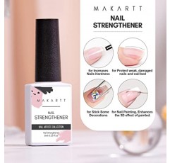 손상된 얇은 손톱과 성장을 위한 Makartt 네일 강화제 젤 베이스 및 탑 코트 키트, 젤 매니큐어용 범용 오래 지속되는 베이스 코트 & 샤이니 닦아내지 않는 탑 코트 3개 8ML, UV/LED 램프 필요