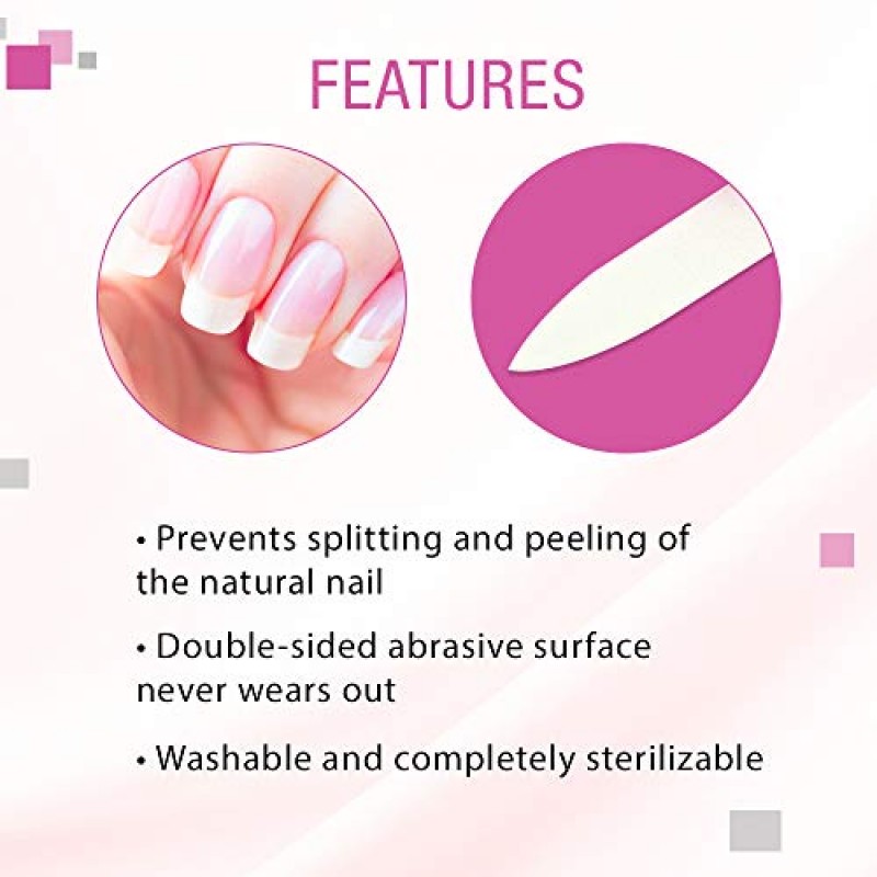 Nail Tek 크리스탈 파일 자홍색 동반자 케이스가 포함된 양면, 중간 파일 5