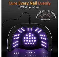 더블 핸드용 UV LED 네일 램프, NAXBEY 180W UV 라이트 네일 젤 네일 건조기(60개 램프 비드, 자동 센서 및 4개 타이머 포함) LCD 디스플레이, 미용실 및 가정용 전문 UV 램프 젤 네일