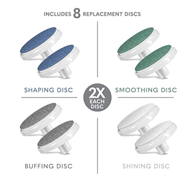 독특한 진동 헤드를 갖춘 Bellasonic 4-in-1 충전식 전기 네일 파일 세트용 교체 디스크 – 모양, 부드러움, 버프 및 광택 네일 | 큐티클 및 굳은살 제거 (2세트)