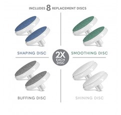 독특한 진동 헤드를 갖춘 Bellasonic 4-in-1 충전식 전기 네일 파일 세트용 교체 디스크 – 모양, 부드러움, 버프 및 광택 네일 | 큐티클 및 굳은살 제거 (2세트)