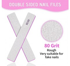 50 Pcs 네일 파일 아크릴 네일 및 젤 네일용 80/80 그릿 네일 파일, 네일용 양면 에머리 보드, 전문 네일 파일 가정 및 살롱 사용을 위한 거친 네일 파일