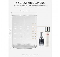 Syntus 360 회전 메이크업 주최자, 조정 가능한 욕실 메이크업 회전 스토리지 홀더, 세면대, 스킨 케어, 조리대 조직, 투명을위한 대용량 회전 목마 화장품 디스플레이 케이스