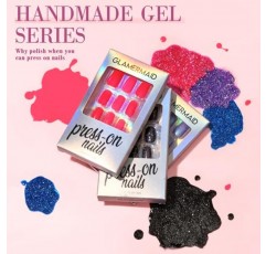 손톱에 흰색 프레스 여분의 짧은 아몬드, GLAMERMAID 손톱에 수제 쉘 젤리 젤 접착제, 광택 크롬 라운드 재사용 가능한 광택 가짜 손톱 도넛, 타원형 아크릴 웨딩 틀린 손톱 여성용 매니큐어 키트 선물