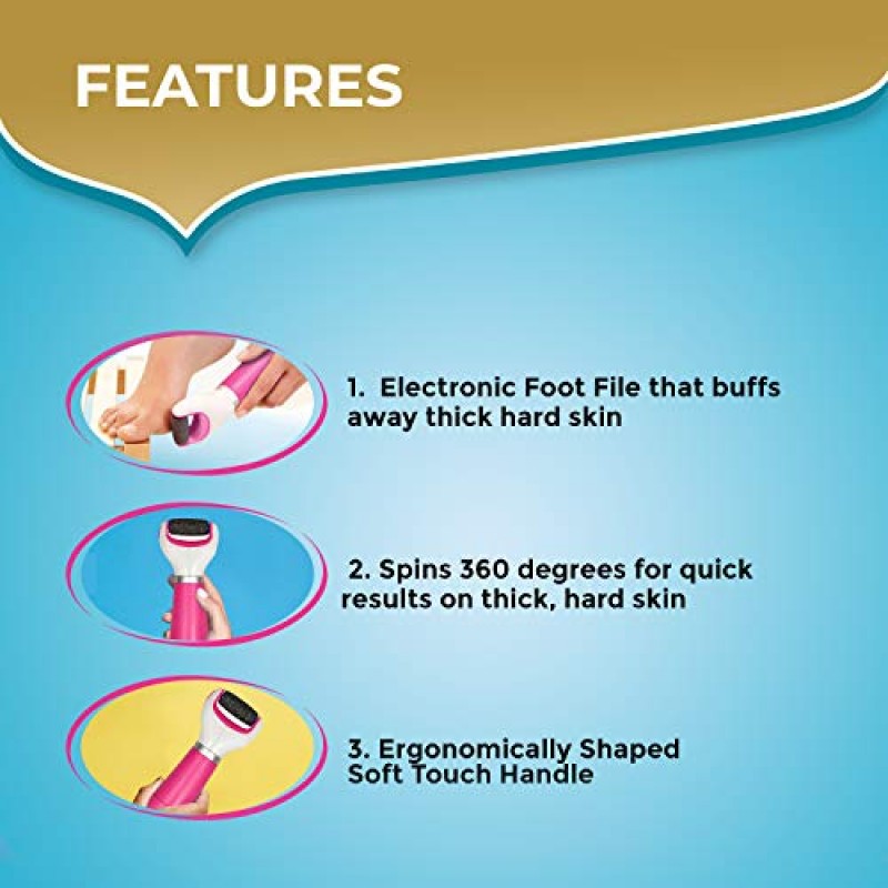 Amopé Pedicure Value Kit, 스파 팸퍼링 팩, 셀프 케어 및 휴식 선물, Pedi Perfect 전기 굳은살 제거제 발 파일, 마카다미아 오일 페디마스크 발 마스크 2개, 롤러 헤드 2개 – 4개 포함
