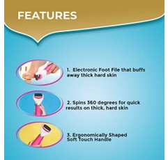 Amopé Pedicure Value Kit, 스파 팸퍼링 팩, 셀프 케어 및 휴식 선물, Pedi Perfect 전기 굳은살 제거제 발 파일, 마카다미아 오일 페디마스크 발 마스크 2개, 롤러 헤드 2개 – 4개 포함