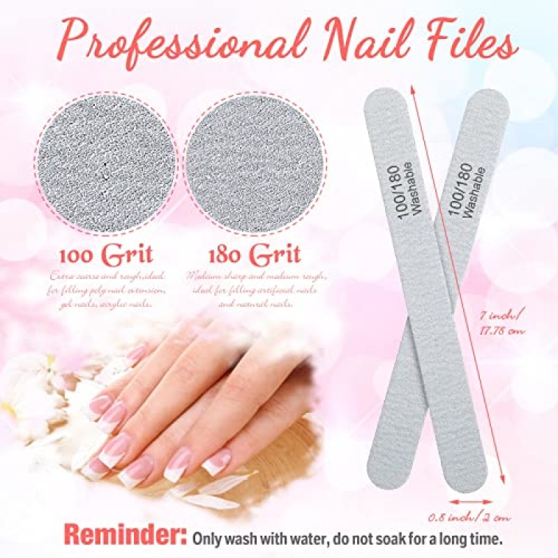 200 Pcs 네일 파일 100/180 그릿 아크릴 네일 용 양면 네일 파일 전문 재사용 가능한 에머리 보드 블랙 네일 버퍼링 파일 가정 및 살롱 용 전문 매니큐어 도구