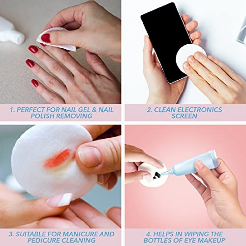 ForPro 프리미엄 네일 와이프, 매니큐어 제거용 보풀 없는 면 네일 와이프, 1.75인치, 240매