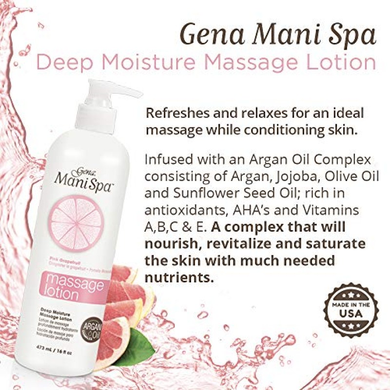 Gena Mani 스파 마사지 로션, 손, 발, 몸 깊은 피부 보습용, 16온스