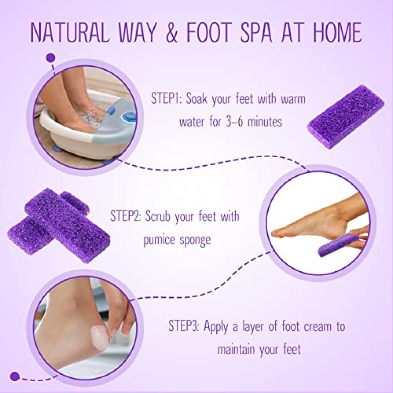 Batiyeer 100 Pcs 발 스크러버 용 경석 돌 죽은 피부 일회용 발 경석 발 샤워 스크러버 발 뒤꿈치 큐티클 캘러스 리무버 목욕 스파 (보라색) 용 발 스크러버