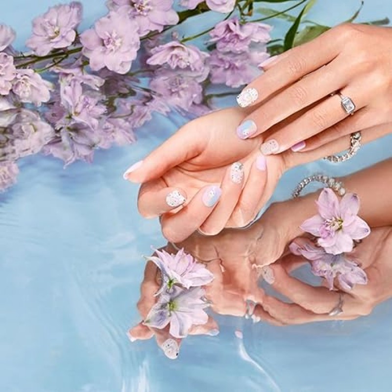 KISS imPRESS 프레스온 매니큐어 프리미엄 컬렉션 가짜 손톱 - 스위트 라이프, 퍼플 젤리 물결 모양, 짧고 정사각형, 적용 용이성, 슈퍼 홀드, 칩 방지, 얼룩 방지, 건조 시간 없음, 내구성 | 30개