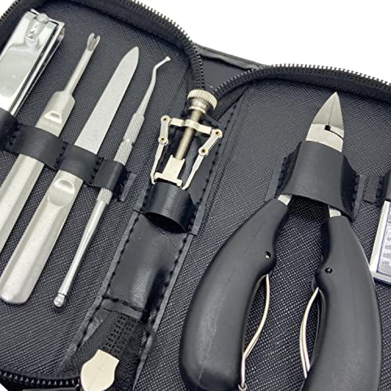 자란 발톱 깎기 키트(7PCS), 두꺼운 손톱 발톱 관리 도구, 스테인레스 스틸 페디큐어 도구에는 PU 가죽 가방이 달린 손톱 리프터 손톱 교정기가 포함됩니다.