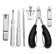 자란 발톱 깎기 키트(7PCS), 두꺼운 손톱 발톱 관리 도구, 스테인레스 스틸 페디큐어 도구에는 PU 가죽 가방이 달린 손톱 리프터 손톱 교정기가 포함됩니다.