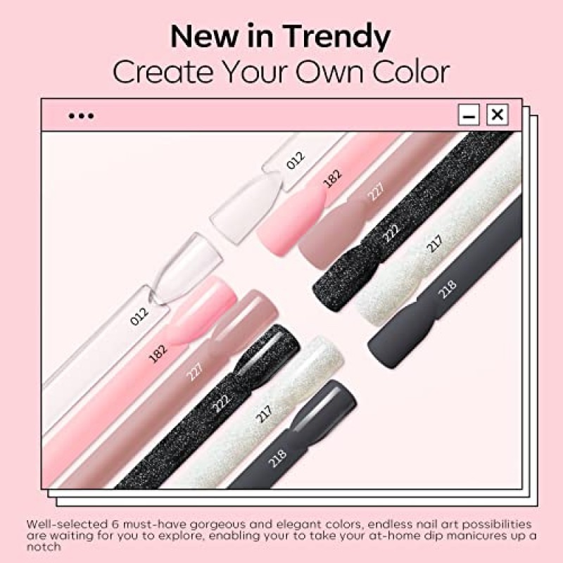 Modelones 22 Pcs 딥 파우더 네일 키트 스타터, 6 가지 색상 누드 클리어 블랙 핑크 디핑 파우더 에센셜 리퀴드 세트 (베이스 탑 코트 액티베이터 포함) 초보자 스타터를위한 프랑스 매니큐어 세트 올인원 키트 DIY at Home
