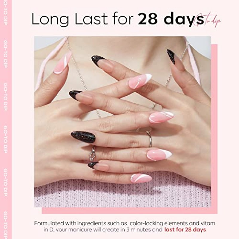 Modelones 22 Pcs 딥 파우더 네일 키트 스타터, 6 가지 색상 누드 클리어 블랙 핑크 디핑 파우더 에센셜 리퀴드 세트 (베이스 탑 코트 액티베이터 포함) 초보자 스타터를위한 프랑스 매니큐어 세트 올인원 키트 DIY at Home