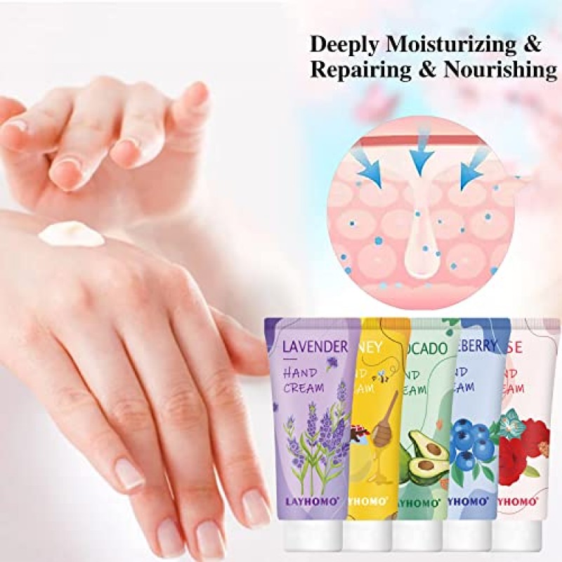 DBEAUTYM 20팩 핸드 크림 선물 세트 - 여성용 여행용 사이즈 로션, 향기로운 핸드 로션 건조한 손을 위한 딥 모이스처라이징 로션, 미니 여행용 로션 여성용 소형 벌크 크리스마스 선물