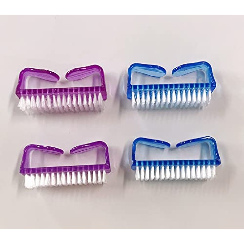 YUBO 12Pcs 플라스틱 손잡이 브러시 네일 청소 브러시 ​​내구성 클리너 스크러빙 도구 먼지 브러시 제거 개인 네일 케어 클리너 브러시 네일 아트 브러쉬