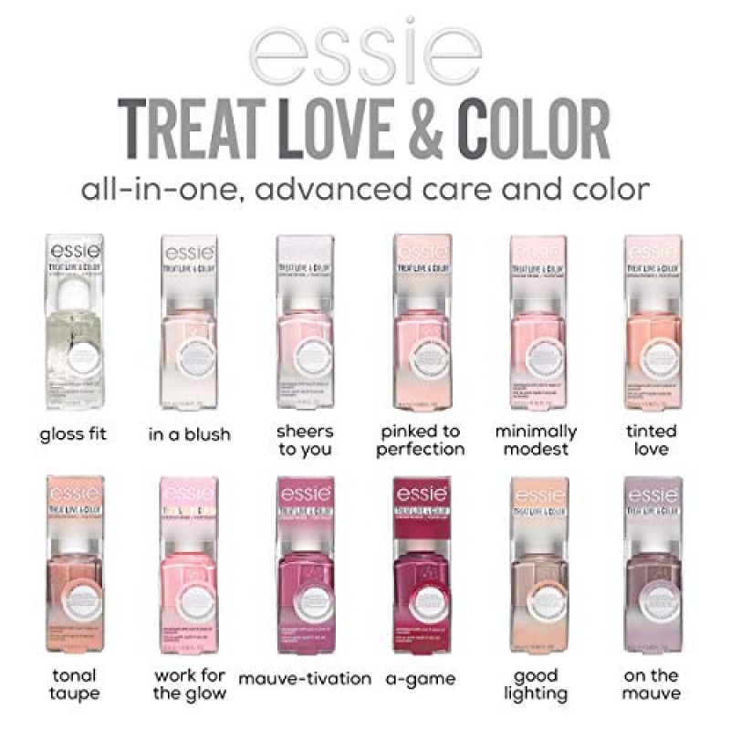 essie 트리트 러브 & 컬러 매니큐어는 보통부터 건조하고 부서지기 쉬운 손톱을 위한 것입니다. Soul Happy, 0.46 fl. 온스